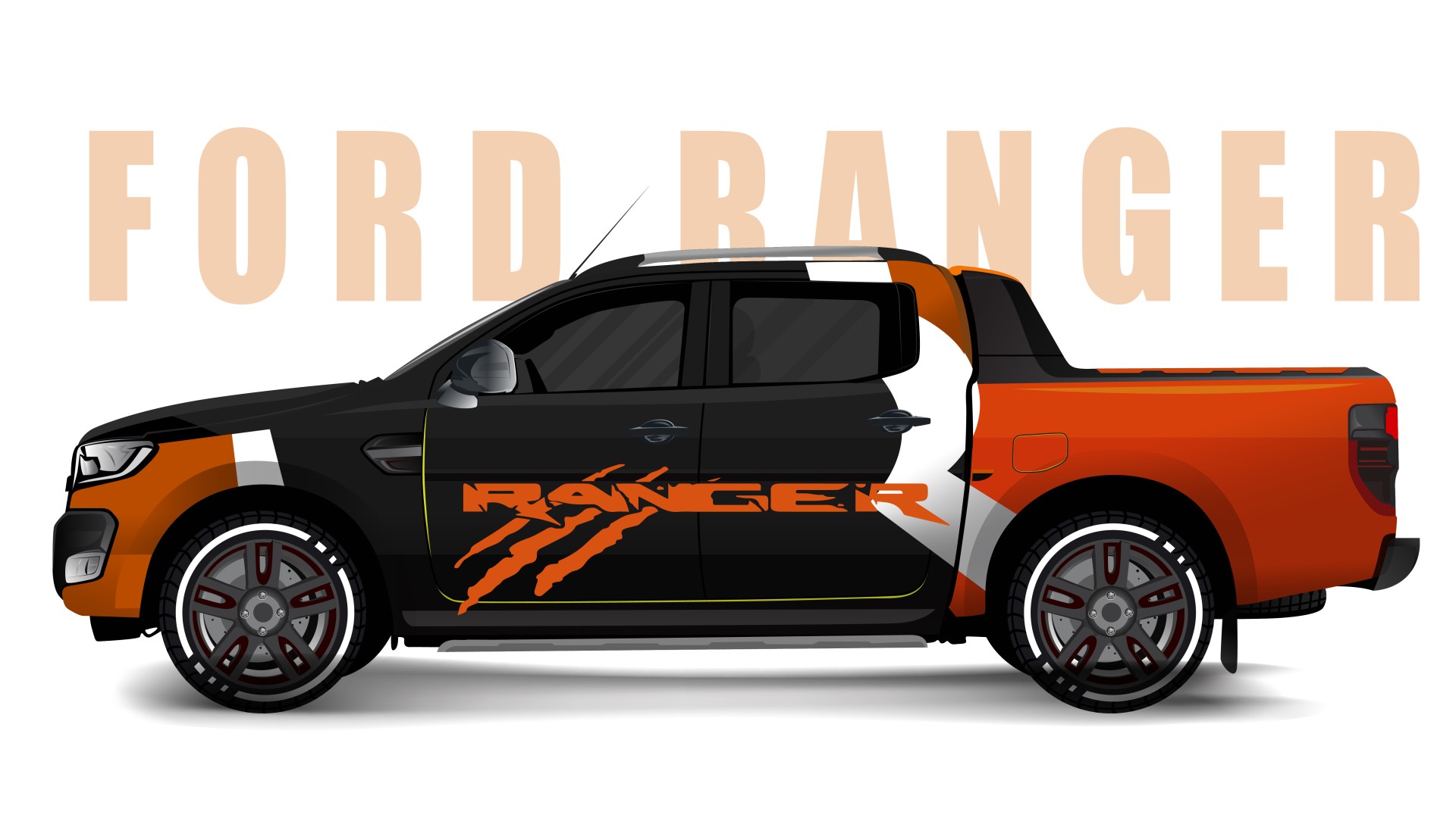 طرح گرافیکی بدنه خودرو فورد رنجر - استایل تهاجمی